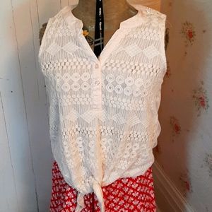 French Laundry lace sleeveless blouse.